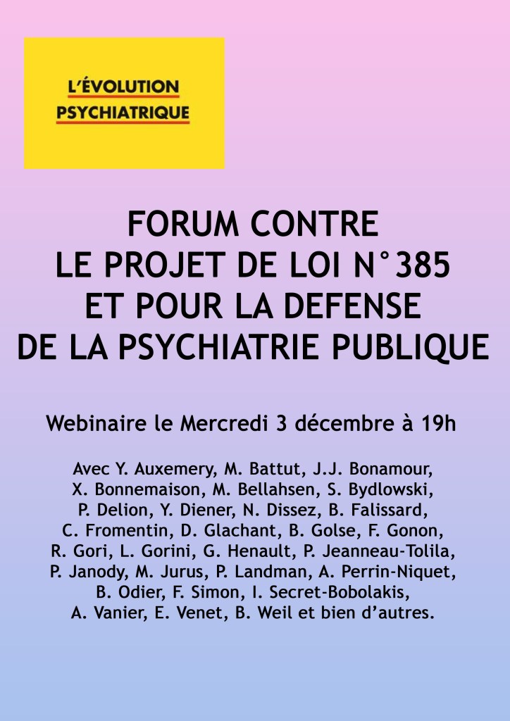 Lire la suite à propos de l’article Forum contre le projet de loi n°385